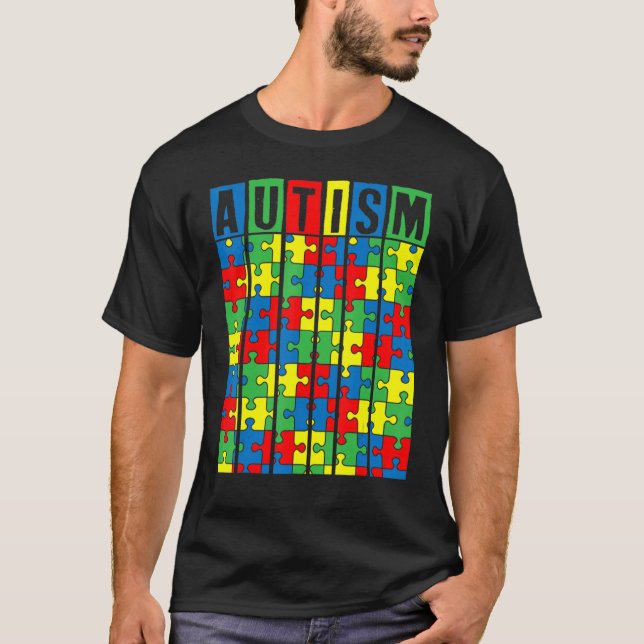 Autism Awareness Puzzle Piece Autistic Boys Girls  T-Shirt (Front)