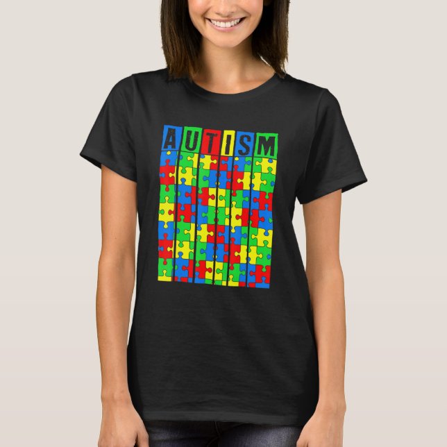 Autism Awareness Puzzle Piece Autistic Boys Girls  T-Shirt (Front)
