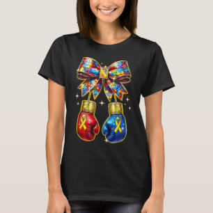 Autism Awareness Puzzle Piece Coquette Bow And Box T-Shirt