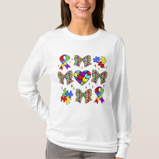 Autism Awareness Puzzle Piece Coquette Bow T-Shirt