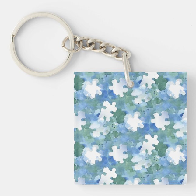 Autism Awareness Puzzle Piece  Key Ring (Front)