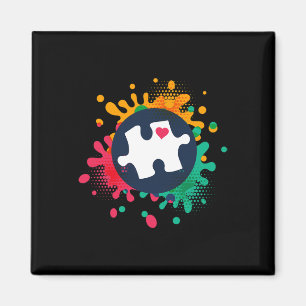 Autism Awareness Puzzle Piece Love Autistic Suppor Magnet