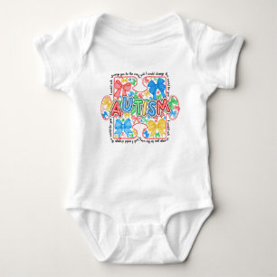 Autism Awareness Puzzle Piece with Coquette Bows Baby Bodysuit