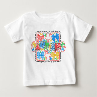 Autism Awareness Puzzle Piece with Coquette Bows Baby T-Shirt