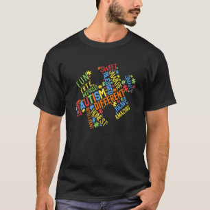 Autism Awareness Puzzle Piece Words Autistic T-Shirt