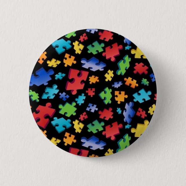 Autism Awareness Puzzle Pieces 6 Cm Round Badge (Front)