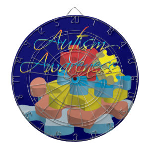 Autism Awareness Puzzle Pieces Dk Blue Dart Board
