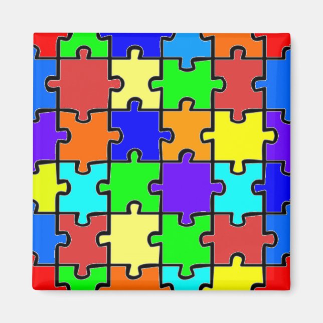 Autism Awareness Puzzle Pieces Magnet (Front)