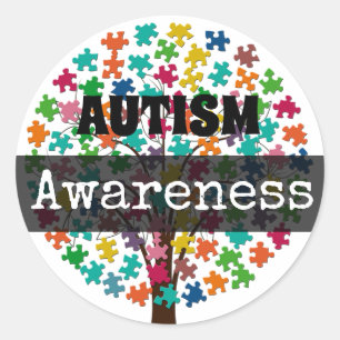 AUTISM Awareness Puzzle pieces Tree Stickers