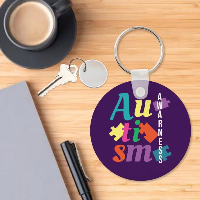 Autism Awareness - Puzzle- Purple  Key Ring (Creator Uploaded)