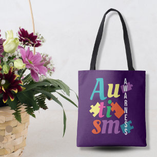 Autism Awareness Puzzle - Purple Tote Bag