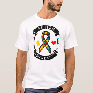 Autism Awareness Puzzle Ribbon Autism Mum T-Shirt