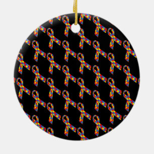 Autism Awareness Puzzle Ribbon Ceramic Tree Decoration