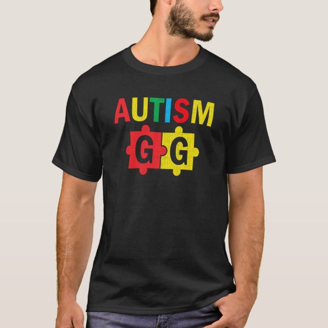 Autism Awareness Puzzle Ribbon Proud Autism Gg T-Shirt (Front)