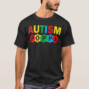 Autism Awareness Puzzle Ribbon Proud Autism Poppa T-Shirt