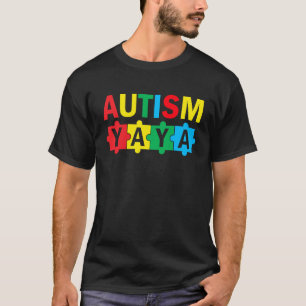 Autism Awareness Puzzle Ribbon Proud Autism Yaya T-Shirt