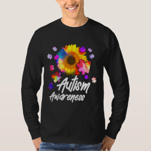Autism Awareness Puzzle Sunflower T-Shirt