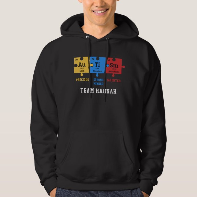 Autism Awareness Puzzles Team Name Science Geek Hoodie (Front)