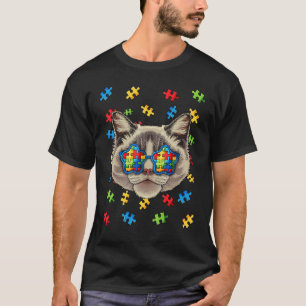 Autism Awareness Ragdoll Puzzle Sunglasses Autisti T-Shirt