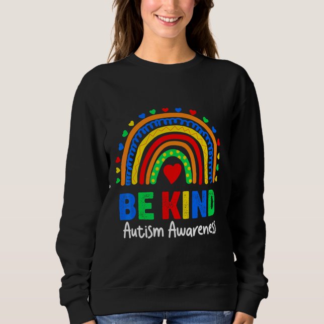 Autism Awareness Rainbow Colourful Day Be Kind Kid Sweatshirt (Front)