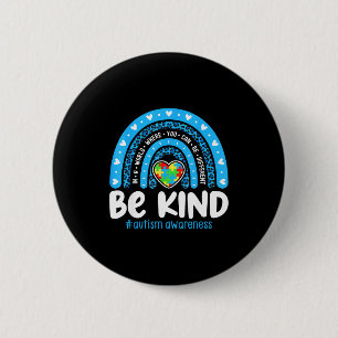 Autism Awareness Rainbow In April We Wear Blue Rib 6 Cm Round Badge