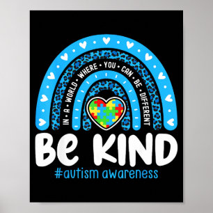 Autism Awareness Rainbow In April We Wear Blue Rib Poster