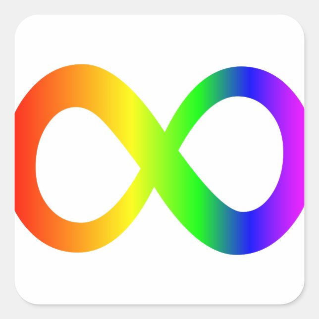 Autism Awareness Rainbow Infinity Symbol Square Sticker (Front)