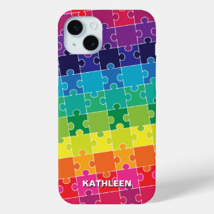 Autism Awareness Rainbow Puzzle Pieces iPhone 15 Mini Case