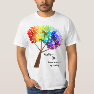 Autism Awareness Rainbow Puzzle Tree T-Shirt