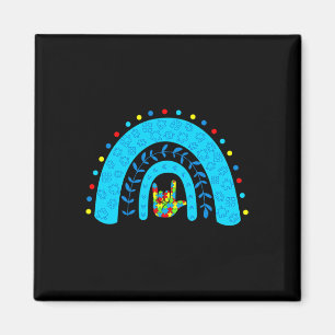 Autism Awareness Rainbow Support Puzzle Love Sign  Magnet