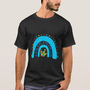 Autism Awareness Rainbow Support Puzzle Love Sign T-Shirt