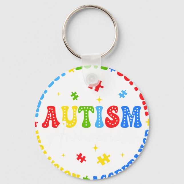 Autism Awareness Respect Love Support Blue Autism  Key Ring (Front)