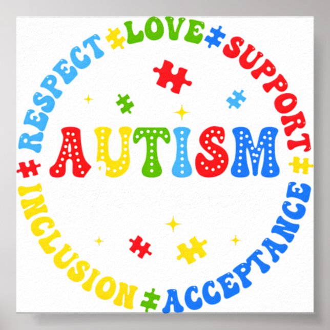 Autism Awareness Respect Love Support Blue Autism  Poster (Front)
