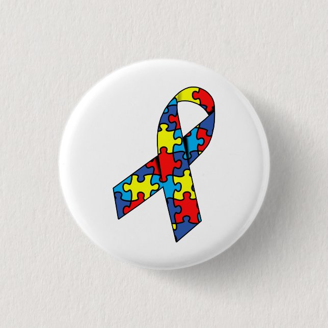 Autism Awareness Ribbon 3 Cm Round Badge (Front)