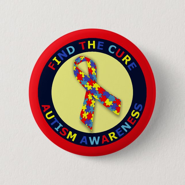 Autism Awareness Ribbon 6 Cm Round Badge (Front)