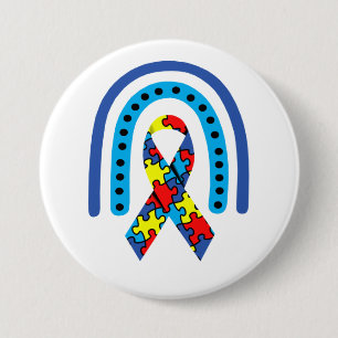 Autism Awareness Ribbon 7.5 Cm Round Badge