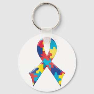 Autism Awareness Ribbon A4 Key Ring