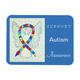 Autism Awareness Ribbon Angel Magnet