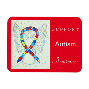 Autism Awareness Ribbon Angel Magnet