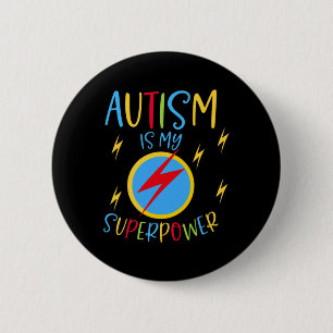 Autism Awareness Ribbon Boys Girls Kids Is My Supe 6 Cm Round Badge