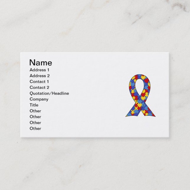 Autism Awareness  Ribbon Business Card (Front)