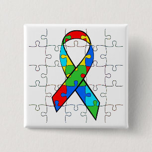 AUTISM AWARENESS RIBBON BUTTON