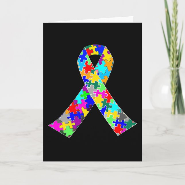 Autism Awareness Ribbon Card (Front)