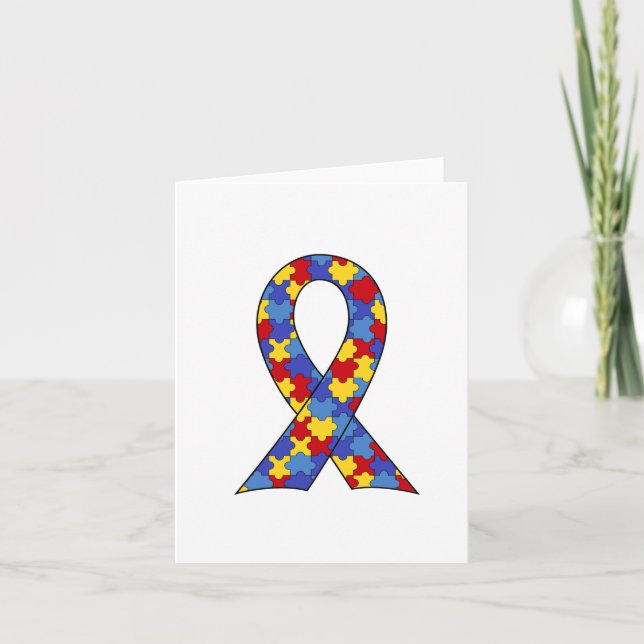 Autism Awareness  Ribbon Card (Front)