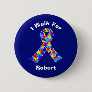 Autism Awareness Ribbon Custom Fundraising Walk 6 Cm Round Badge