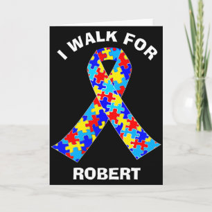 Autism Awareness Ribbon Custom Fundraising Walk T Card
