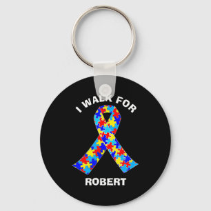 Autism Awareness Ribbon Custom Fundraising Walk T  Key Ring