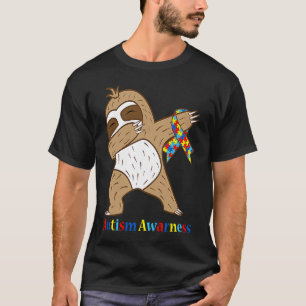 Autism Awareness Ribbon Dabbing Sloth Warrior T-Shirt