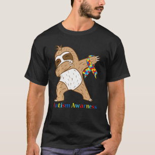 Autism Awareness Ribbon Dabbing Sloth Warrior T-Shirt