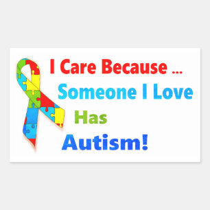 Autism awareness ribbon design rectangular sticker